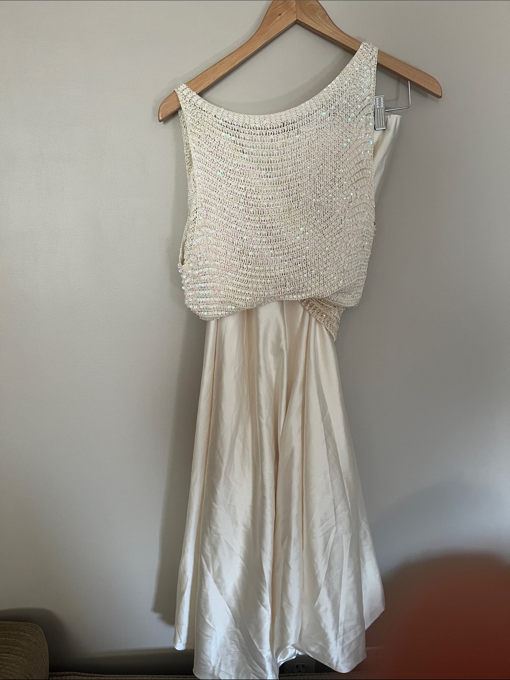 Ivory Sequin Knit Top- Elegant Women's knit sequin shirt